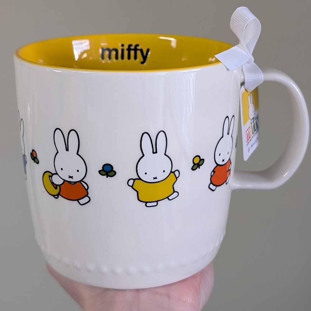 Miffy x Magenta Spring Miffy Mug with Wraparound Design, Sunny Yellow Interior💛